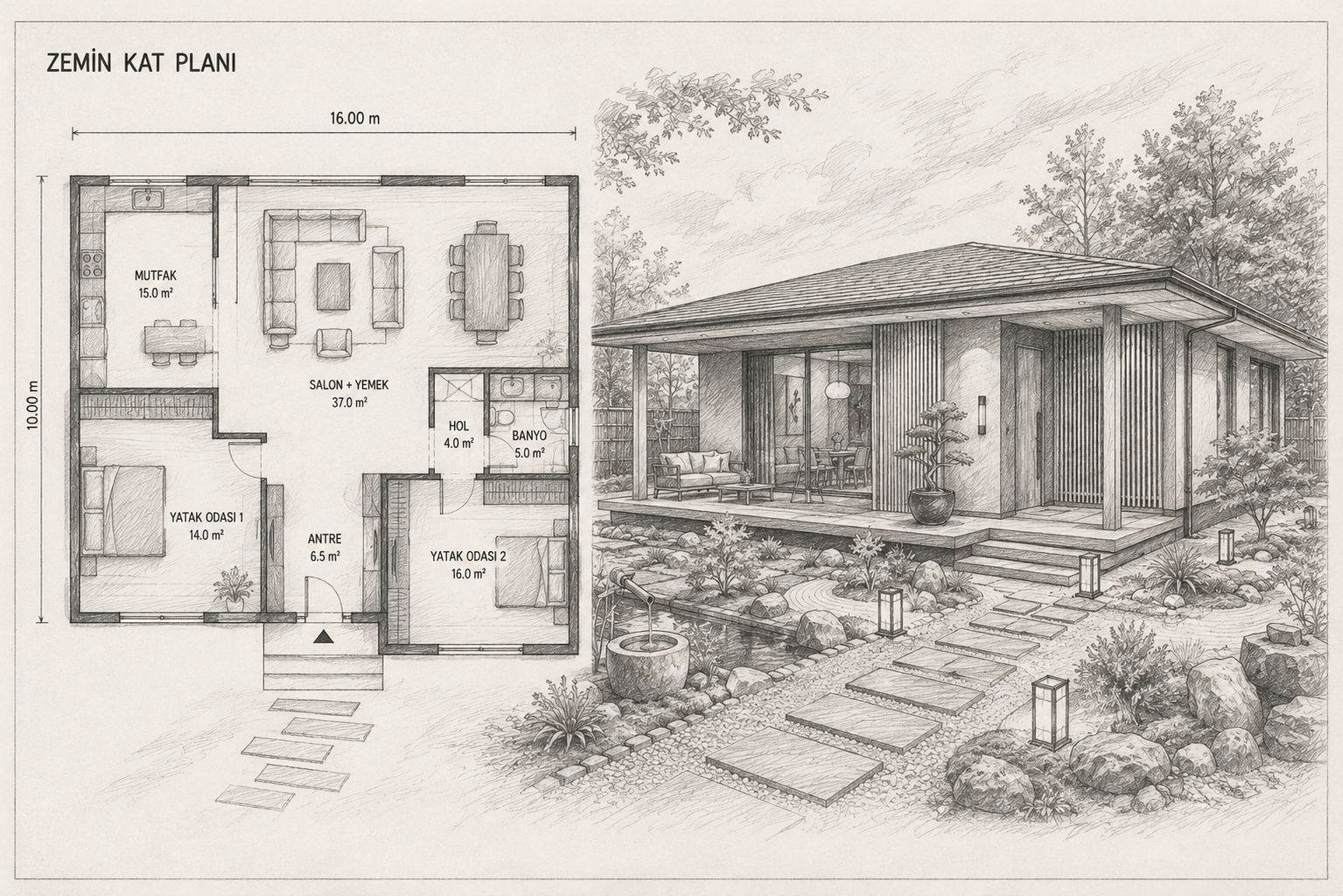 102m2 Tek Katlı Çelik Ev